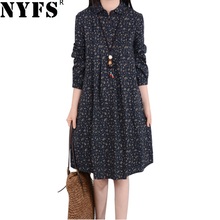 Nyfs-vestido feminino vintage solto floral, novo estilo, primavera/outono, vestido, vestidos, roupas, 2021 2024 - compre barato