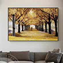 Abstract Autumn View Gold Trees Canvas Painting Modern Print Poster Wall Art Picture For Living Room Dining Room Nostalgic Decor 2024 - buy cheap