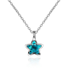 Luxueni colar com pingentes de estrela azul cristal, mais recente para mulheres joias de festa alta qualidade prata esterlina 925 colares femininos, gargantilha 2024 - compre barato