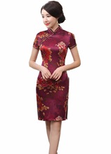 Shanghai story vestido falso de seda tradicional qipao vestido chinês oriental vestido feminino curto cheongsam para mulheres 2024 - compre barato