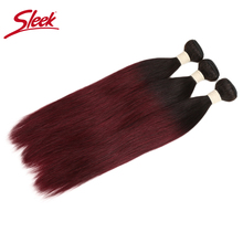 Elegante cabello humano peruano de 2 tonos Colo ombré T1B/99J, extensión de cabello humano liso, Weave1/3/4 colores, envío gratis, no Remy 2024 - compra barato