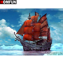 Алмазная живопись HOMFUN A16325 «парусный пейзаж», вышивка крестиком из квадратных/круглых страз, для творчества, домашний декор, подарок 2024 - купить недорого