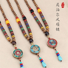 Handmade Tibetan Ethnic Sandal Wood Necklace Vintage Nepal Beads Pendant Necklace Jewelry Fashion Nepal Buddha Necklace 2024 - buy cheap