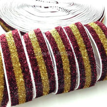 Gold Maroon Stripe Glitter Elastic 5/8" Glitter Elastic Trim Fold Over Elastic Ribbon for DIY Headwear Hair Accessories 5Y/lot 2024 - buy cheap