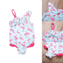 Baby Girls Kids One Piece Flamingo swimsuit one shoulder Bathing Suit Swimwear Bikini Set beachwear biquini 2024 - buy cheap