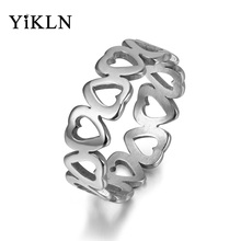 YiKLN-anillo de compromiso de acero y titanio para mujer, sortija de boda, Color dorado/plateado, estilo clásico, amante del corazón, Anneau, YR17154 2024 - compra barato