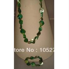 Charming Natural Green Shell Jewelry Set 15-20mm Baroque Shaper 18'' Shell Necklace 8'' Bracelet Wholesale New Free Shipping 2024 - buy cheap