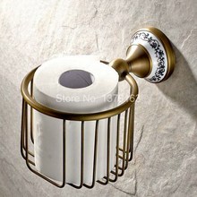 Base de cerámica de latón antiguo para baño, portarrollos de papel higiénico montados en la pared, soporte de cesta de pañuelos, accesorio de baño, aba404 2024 - compra barato
