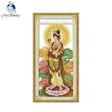 Joy monday conjunto de bordado kwan-yin com estampas religiosas, kit de bordado e impressão de bordado 14ct 11ct 2024 - compre barato