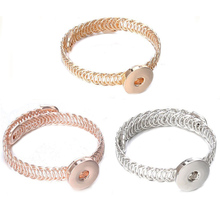 Snap Jewelry Elastic Bracelet Bangles Rose Gold Silver plated Snap Bracelets for Women Men Fit 18mm Snap Buttons DIY Accessories 2024 - buy cheap