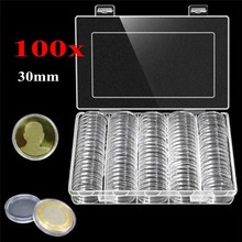 Coin Storage Box 30mm Clear Round Boxed Coin Holder Plastic Capsules Display Cases Organizer For Coin Collection Supplies 2024 - buy cheap