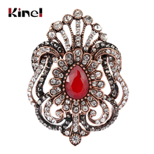 Kinel-broches de flores reales para mujer, joyería turca, accesorios, oro antiguo, cristal, corona hueca 2024 - compra barato