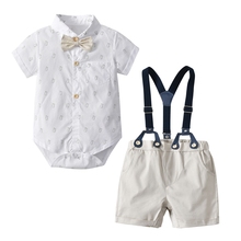 Baby Infant Boy Summer Clothes Set New Style Newborn 0-3t Boys Gentleman Wedding Baptism Outfits Clothes Kids Baby 2Pcs Costumes 2024 - buy cheap