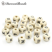 DoreenBeads 200PCs Natural Color Randomly Alphabet / Letter Wooden Cube Wood Beads for Jewelry Making Accessories 10x10mm(3/8") 2024 - buy cheap