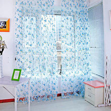 Fashion Tulle Door Window Floral Curtain Drape Panel Voile Valances Home Room Decoration 2024 - buy cheap
