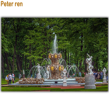 Алмазная картина Питер Рен, вышивка крестиком, домашний декор, круглые и квадратные Стразы, алмазная вышивка полностью «фонтан в парке» 2024 - купить недорого