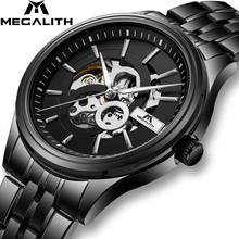 MEGALITH Fashion Luxury Watch Automatic Mechanical Watches Mens Business Steel Strap Skeleton Wristwatch Gift For Husband Clock 2024 - buy cheap