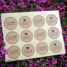 60pcs Made With Love Heart Handmade Cake Packaging Sealing Label Kraft Sticker Baking DIY Gift Stickers 2024 - buy cheap