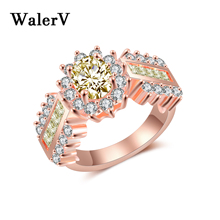 WalerV Luxury Rhinestone Ring for Women's Rings Fashion Charm Jewelry Rose Gold Color AAA Zircon Ring Wedding Engagement Ring 2024 - buy cheap