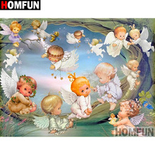 HOMFUN-pintura de diamante redondo/cuadrado completa, cuadro artesanal 5D, bordado de "ángel", punto de cruz, decoración del hogar 5D A07871 2024 - compra barato