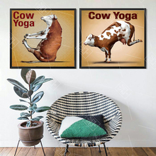 Cow Yoga Funny Cartoon Canvas Painting Nordic Style Kids Room Decor Animals Wall Art Picture Nursery Baby Room Posters and Print 2024 - buy cheap