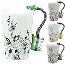 Taza de cerámica con guitarra creativa, vaso con personalidad con nota musical, leche, zumo, limón, taza para té y café, regalo único para el hogar y la Oficina 2024 - compra barato