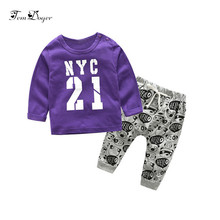 baby boy clothing sets 2017 spring infant boy clothes casual cotton letter prints long sleeve 2pcs sets newborn boy sport suits 2024 - купить недорого