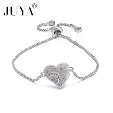 NOVEDAD DE VERANO 2018, pulsera de corazón de circonia cúbica a la moda, joyería hecha a mano, pulsera de cadena ajustable, pulsera de mujer, Bisutería 2024 - compra barato