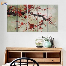 Pintura em tela de flor chinesa arte de parede presente para sala de estar pintura a óleo abstrata moderna em tela sem moldura jlv204 2024 - compre barato