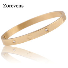 ZORCVENS-pulsera de acero inoxidable para mujer, brazalete de lujo, Color dorado, corazón de amor, cristal, joyería 2024 - compra barato