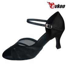 7 Evkoodance Conforto Sapatos De Dança de Salão Salto Alto cm de Cetim Com Malha de Alta Qualidade Venda Quente Cor Preta Evkoo-339 2024 - compre barato