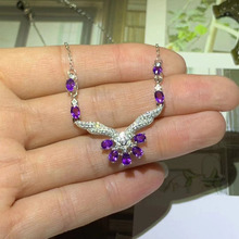 Natural amethyst gem necklace S925 silver natural purple crystal necklace Fashion branch Flower woman gift party fine jewelry 2024 - buy cheap