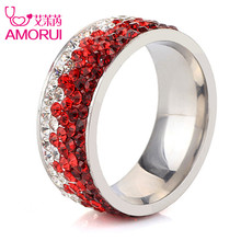 AMORUI Fashion Gradient Zircon Party Ring Glamour Korean Titanium Steel Engagement/Wedding Rings For Women Jewelry Gifts 2024 - buy cheap