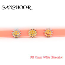 SANSHOOR Jewelry Little Sun Slide Charms fit 8mm Wide Mesh Leather Wrap Bracelet Wristband for Female lovers 2024 - buy cheap