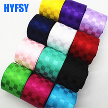 hyfsy 10060 38mm Cubic plaid ribbon 10 yards DIY gift package 10 yards hand-made material headwear satin polyester plaid 2024 - buy cheap