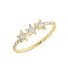 Simple 3 star engagement fashion ring Gold color size 6 7 8 factory promotion lovely sweet classic finger rings 2024 - buy cheap