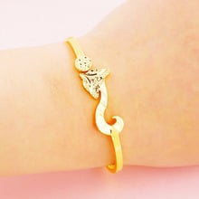 2019 New Fine Real 24K Gold Wedding Jewelry Minimalist Shiny Fox Shape Charm BFF Bracelets for Women Wedding Bangles Jewelry 2024 - buy cheap