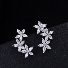 Tiny Trendy Cubic Zirconia Plant Flower Stud Earrings Luxury cz stone Crystal Earrings for women jewelry 2024 - buy cheap
