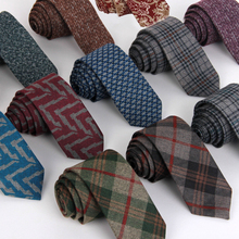 Corbata de lana delgada de 6 cm para hombre, corbatas florales a cuadros de alta moda, corbatas delgadas de algodón para hombre 2024 - compra barato