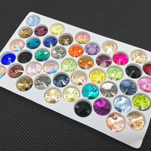 Mix Colors Rivoli Round Sew On Stones 8,10,12,14,16,18mm Flat Back Glass Crystal Sew-on Rhinestone Dress Garment Making 2024 - buy cheap