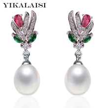 YIKALAISI-pendientes de plata de ley 925 con perlas naturales de agua dulce, joyería de moda para mujer, perlas en forma de gota de 8-9mm, 4 colores 2024 - compra barato