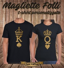 Couple T Shirt King Queen Print Gold Golden Shirt King Spades Queen of 2019 New Fashion Men Short Sleeve Brand Custom T-Shirts 2024 - buy cheap