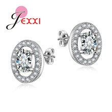 Fashion Oval Design With Colorful Shiny CZ Crystal  925 Sterling Silver Fashion Earrings For Women Stud Wholesale 2024 - buy cheap