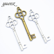 Yuenz 10 pçs antigo prata cor chave encantos pingente de metal para colar jóias fazendo artesanal accessorie 47*15mm o263 2024 - compre barato