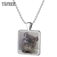 TAFREE Chinchilla Square Pendants Necklaces Hot Selling Cute Animal Silver Color Choker Necklace Statement Fashion Jewelry QF910 2024 - buy cheap