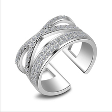 Женское многослойное кольцо KOFSAC, роскошное кольцо из чистого серебра 925 пробы с кристаллами и геометрическим рисунком, подарок на день Святого Валентина 2024 - купить недорого