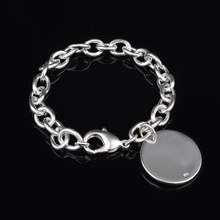 Simple Smooth round Pendant Bracelet Bangle For Woman Silver Plated Link Chain Cuff Jewelry Gift Drop shipping Wholesale 2024 - buy cheap