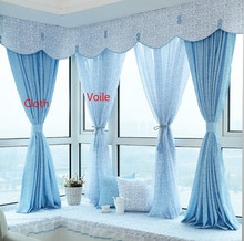 Customized high grade fresh voile curtain,printing window screening,ocean style bay window curtain,valance 2024 - buy cheap