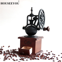 New Manual Coffee Grinder Antique Cast Iron Hand Crank Coffee Mill with Grind Settings Catch Wood Drawer 2024 - buy cheap