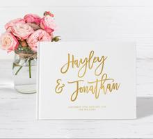 Libro de invitados de aluminio dorado para boda, personalizado, diarios de boda, foto instantánea, libro de visitas de ablums 2024 - compra barato